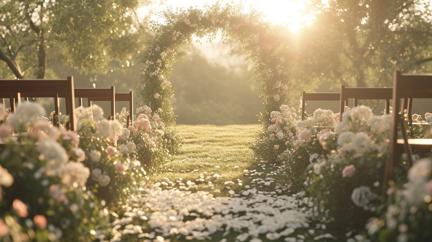 Vu sur une arche avec les banc pour une cérémonie Laique organisé par Mélanie Officiant de Cérémonie en Ile de france